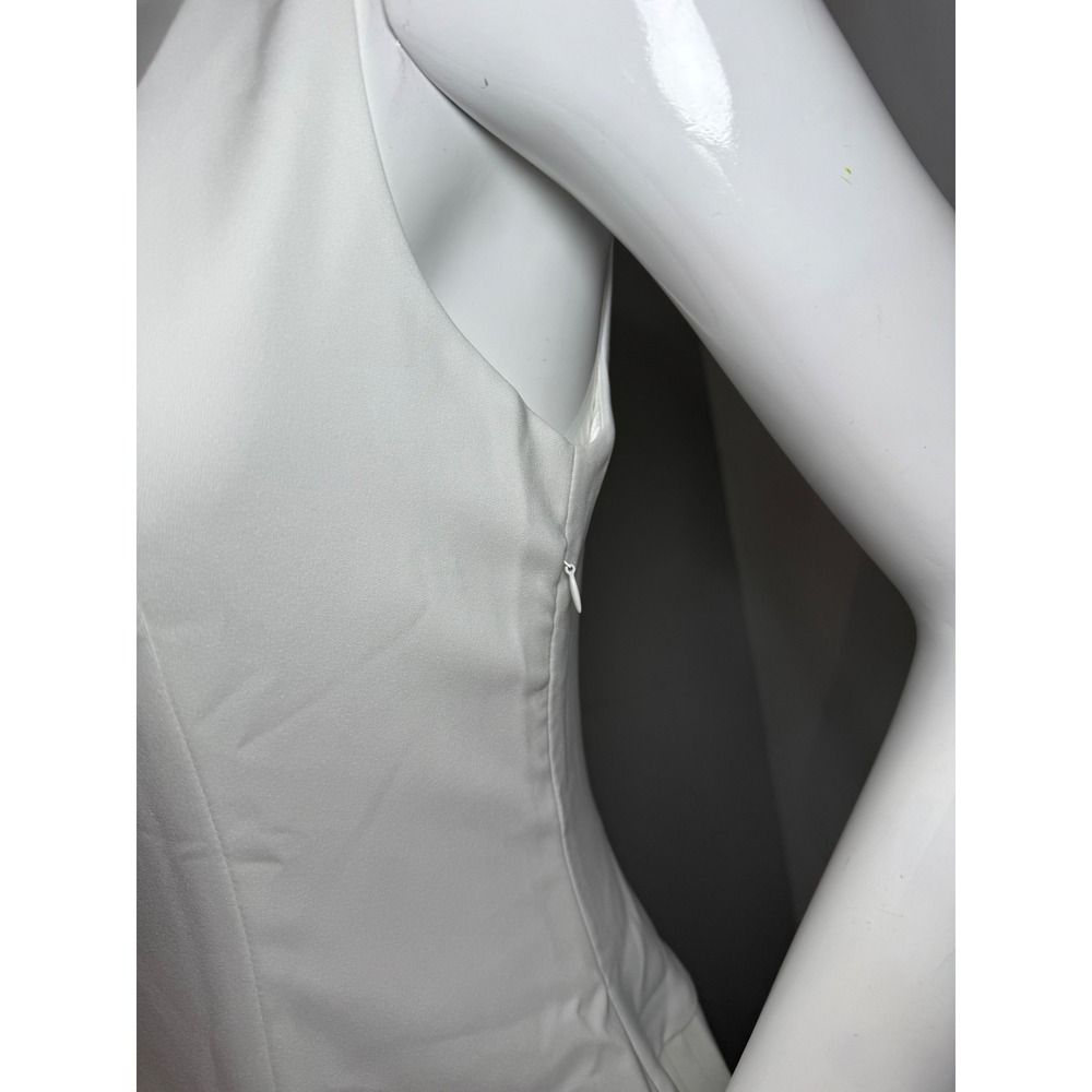 Commense White Mini Dress Pleated Tiered Skirt Sleeveless Party Cocktail Size L - Picture 11 of 12